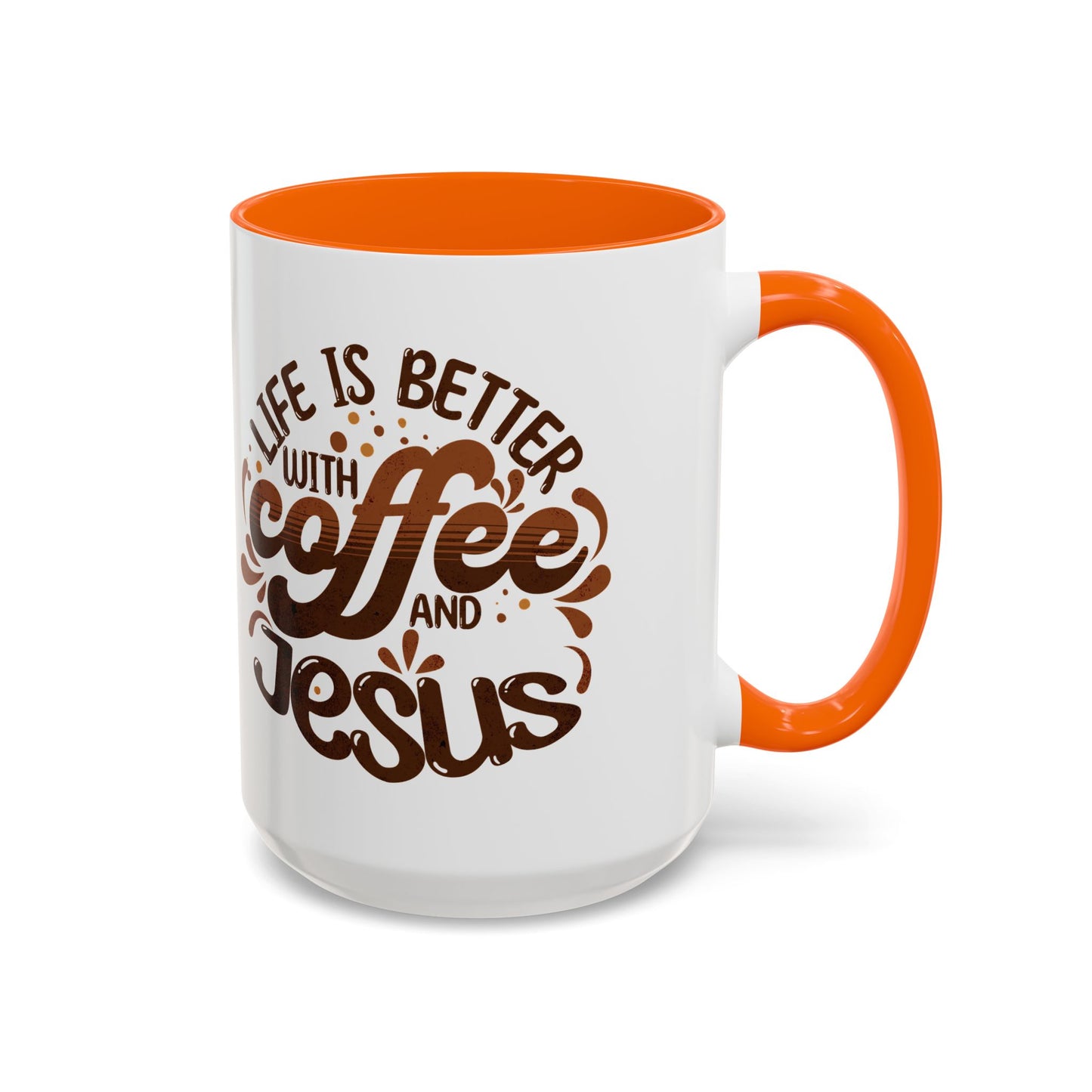 Accent Coffee Mug — "Two Things That Never Fail" Faith & Caffeine Inspirational Mug (11/15oz)