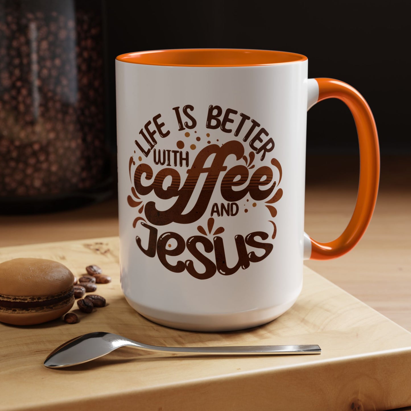 Accent Coffee Mug — "Two Things That Never Fail" Faith & Caffeine Inspirational Mug (11/15oz)