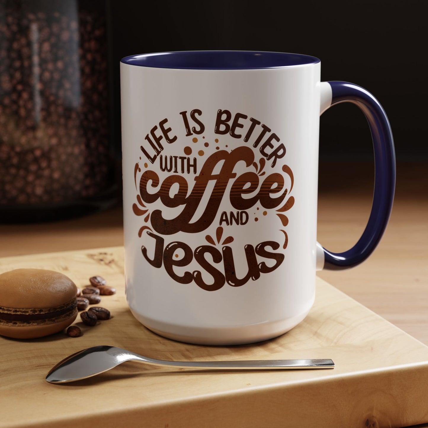 Accent Coffee Mug — "Two Things That Never Fail" Faith & Caffeine Inspirational Mug (11/15oz)
