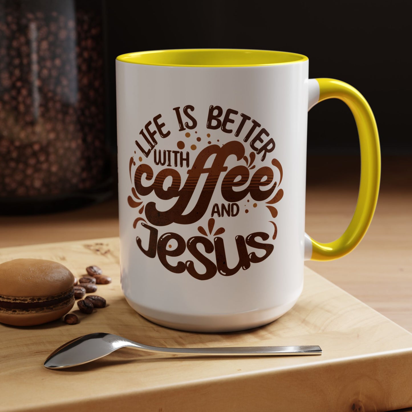 Accent Coffee Mug — "Two Things That Never Fail" Faith & Caffeine Inspirational Mug (11/15oz)