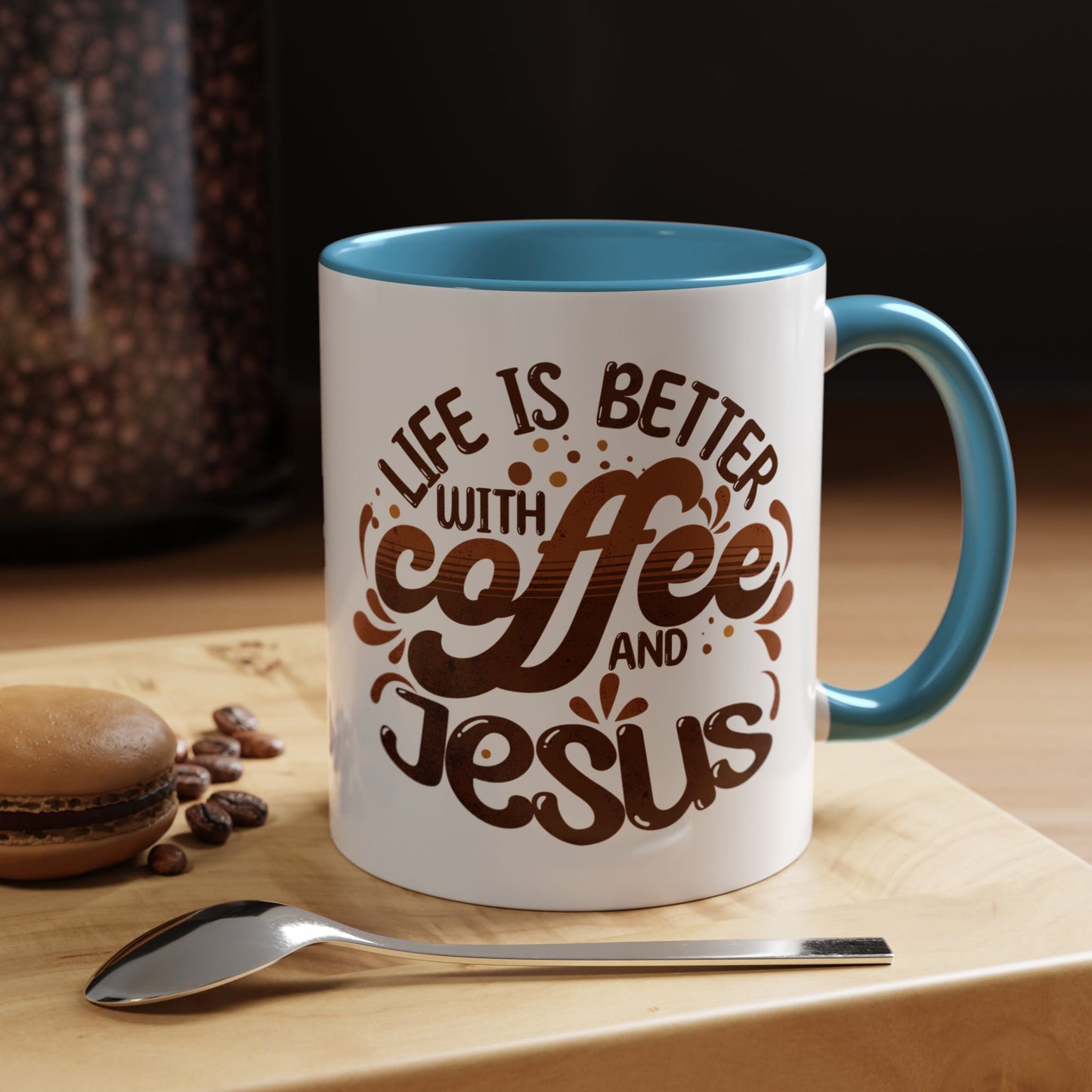 Accent Coffee Mug — "Two Things That Never Fail" Faith & Caffeine Inspirational Mug (11/15oz)